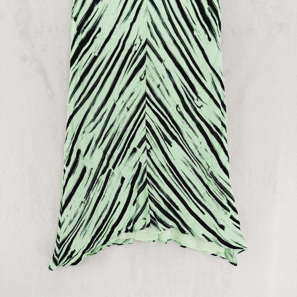 Proenza Schouler Black Striped Green Printed Knot Sleeve Dress P2673 - Picture 3 of 8